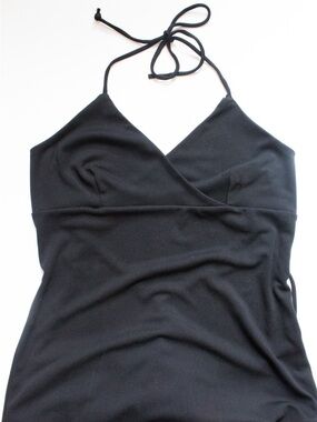 Formula X | Vintage 00’s Y2K String V Cut Black Retro Halter Dress | Size L